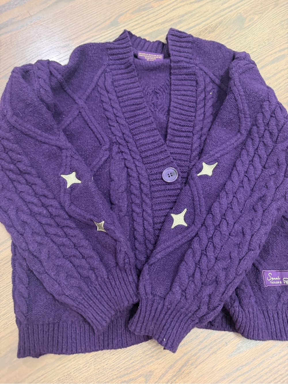 Taylor Swift Purple Cable-Knit Star Accent Cardigan